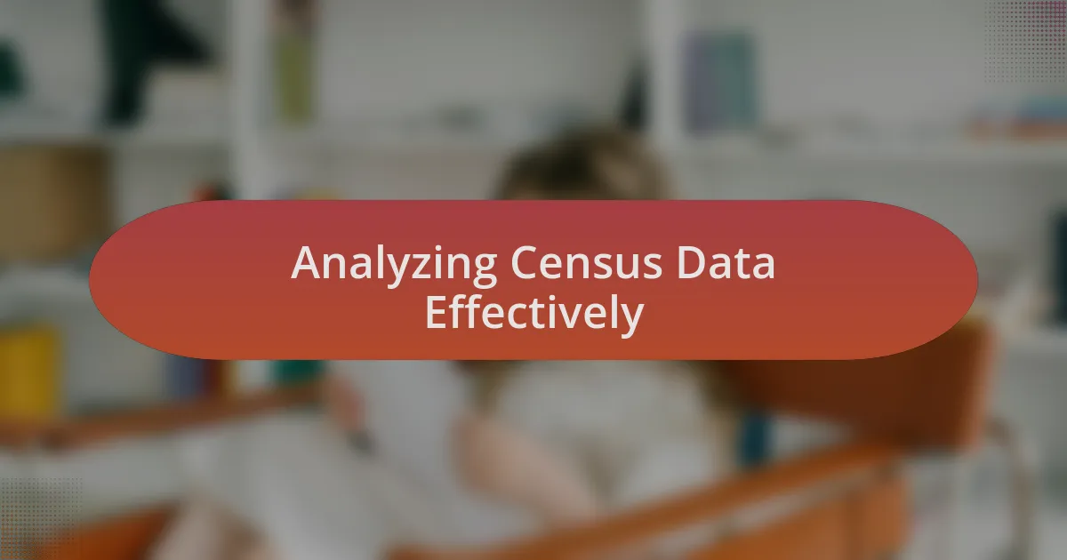 Analyzing Census Data Effectively