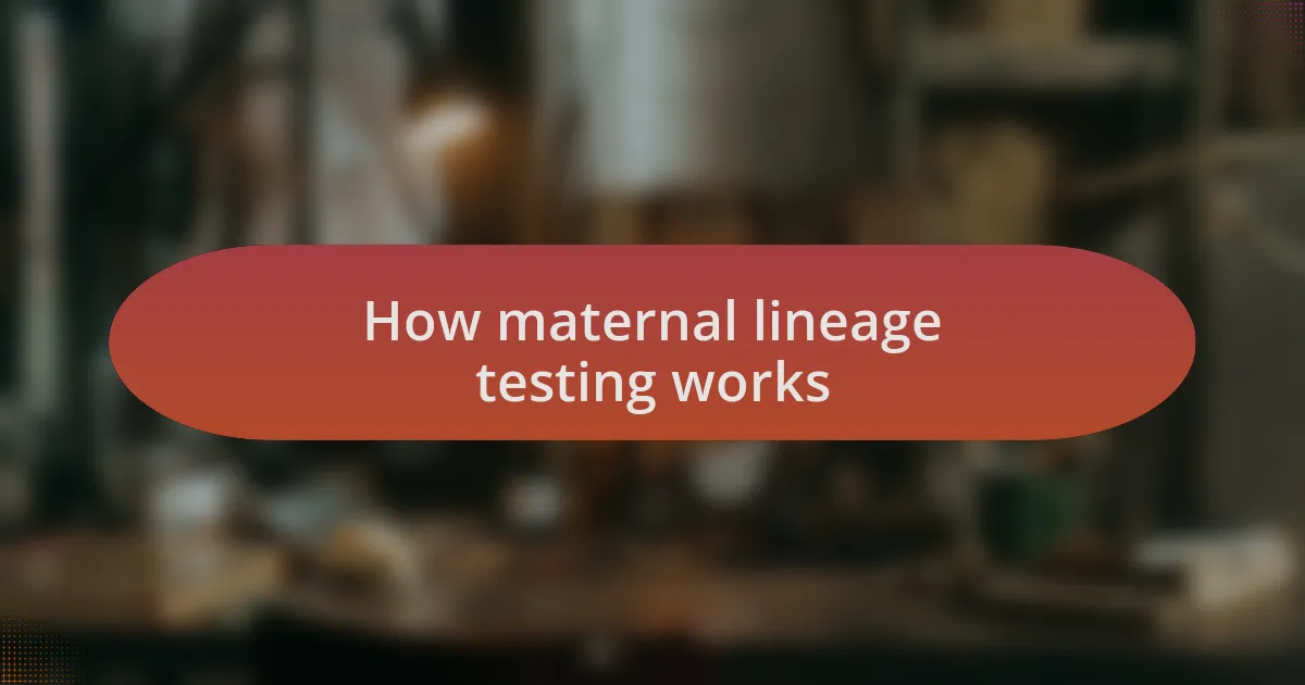 How maternal lineage testing works