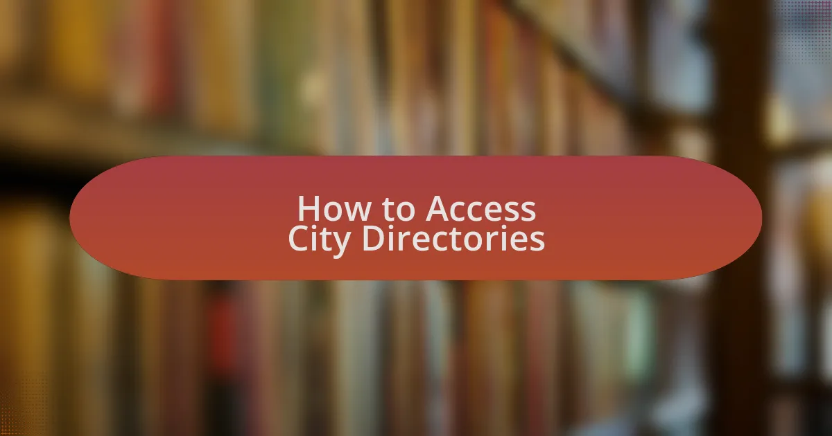 How to Access City Directories