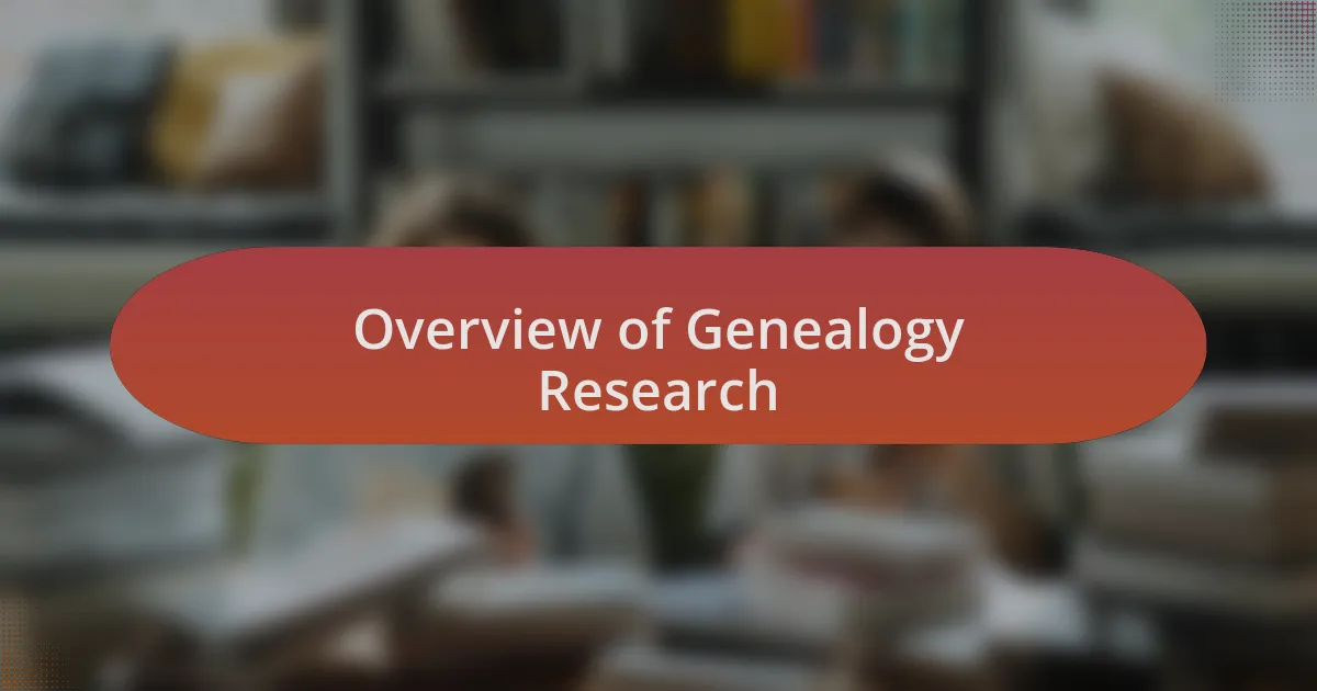 Overview of Genealogy Research